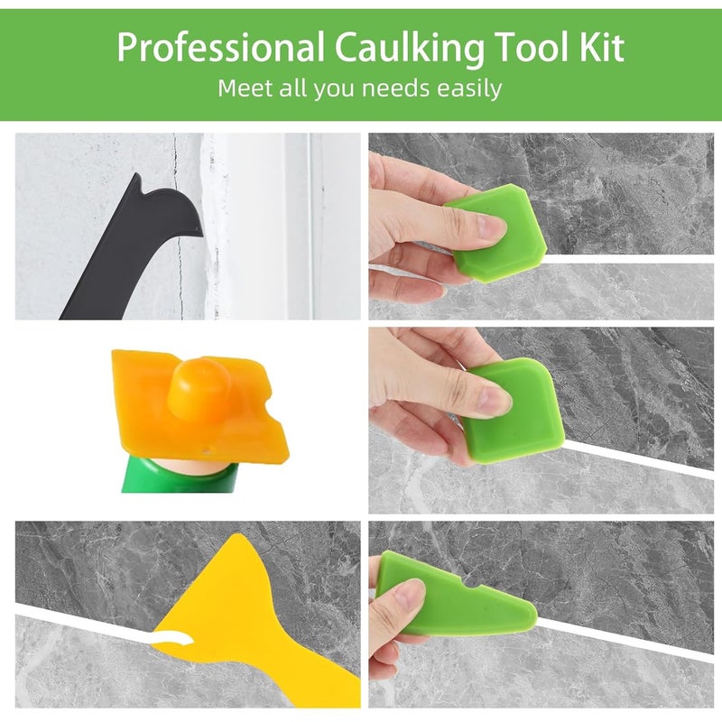 Jidomifurnis Caulking Tool 5 in 1, Caulk Remover & Silicone Sealant Finishing Kit with Grout Scraper and 6 Silicone Pads, Ideal for Kitchen, Bathroom, and Window Sealing - Image 5